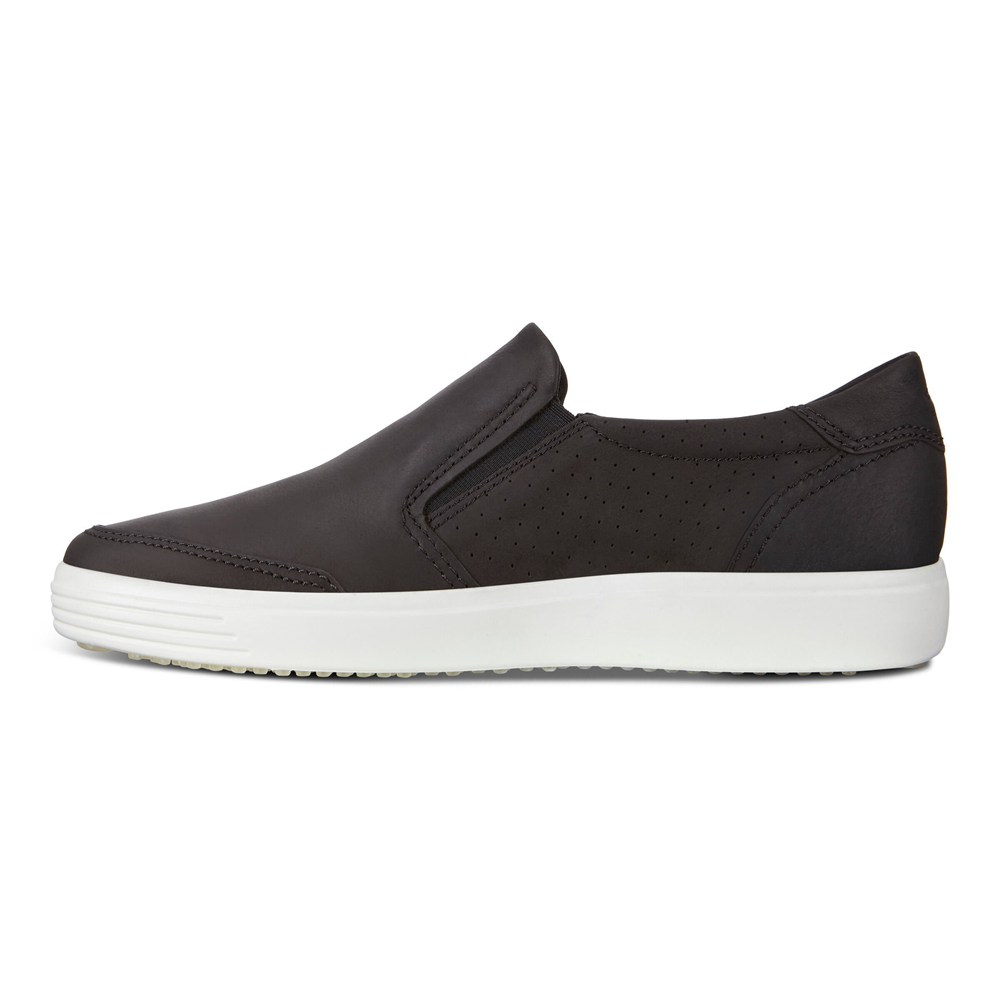 ECCO Mens Slip On Black - Soft 7 Sneakerss - XRA-297408